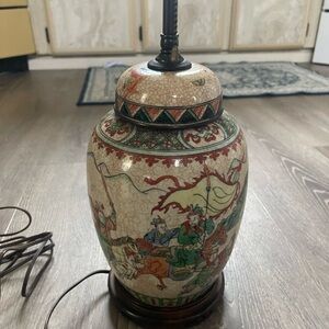 Chinese Porcelain Warrior Decorated
Ginger Jar Lamp